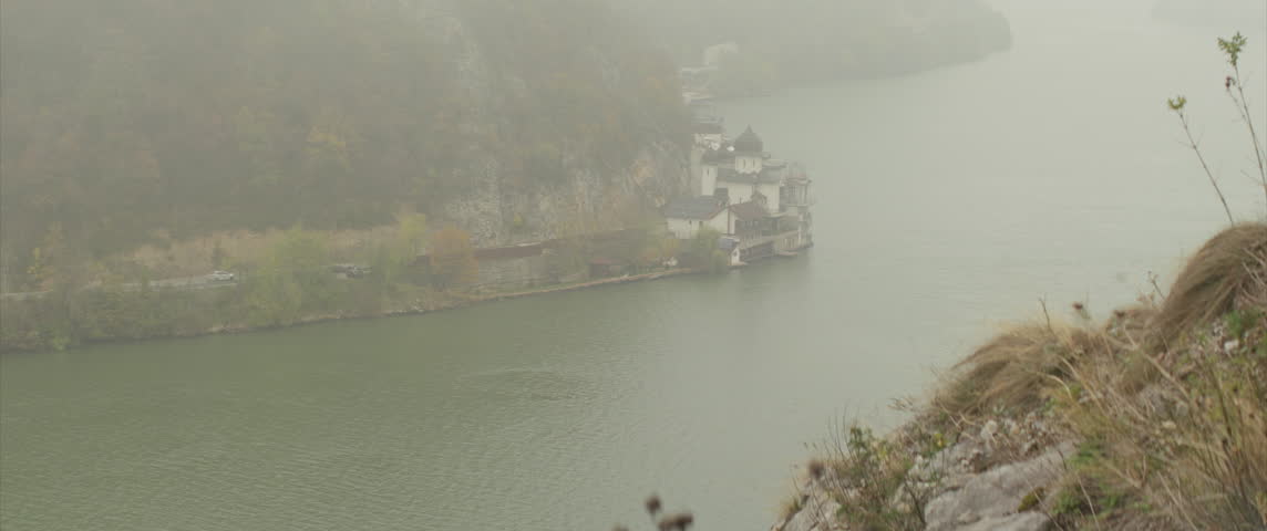 Mraconia monastery in Romania 4K anamorphic tilting video