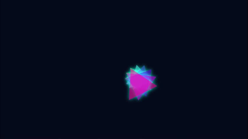 Abstract neon triangles rotating vortex animation loop.