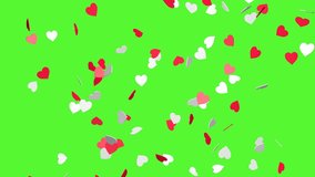 Red and white heart confetti raining down on a chroma key background, seamless romantic motion perfect for Valentine’s projects, celebrations and creative overlays - Powered by Shutterstock - Get 15% off with code: PIKWIZARD15