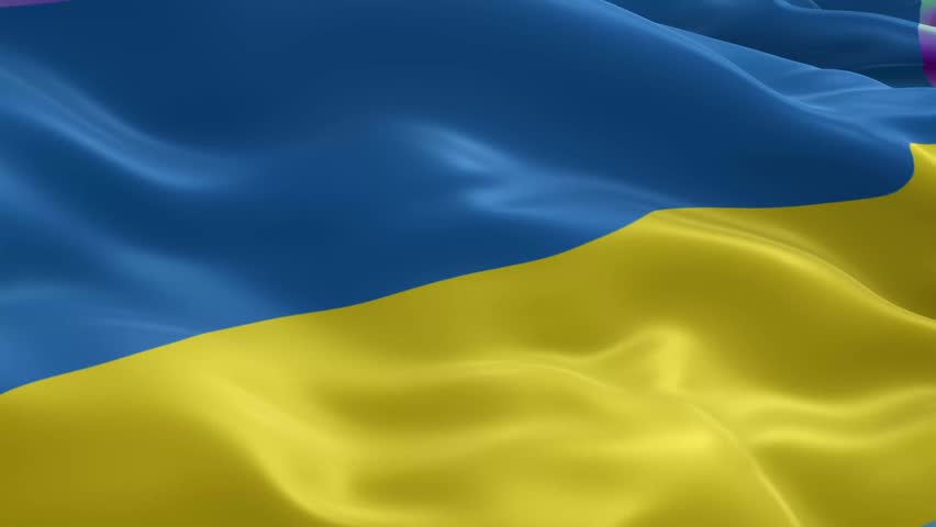 Ukrainian flag waving proudly in the breeze, a symbol of resilience and national identity, perfect for news and documentary productions, vibrant colors and movement