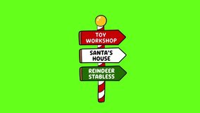 North Pole Signpost Animation with Santa House Direction on Green Screen - Powered by Shutterstock - Get 15% off with code: PIKWIZARD15