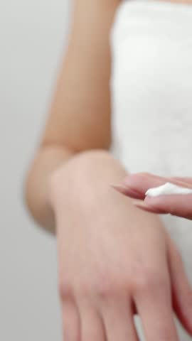 Hands apply cream on skin in different angles to show texture and movement
