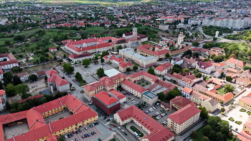 Aerial view of Alba Iulia cityscape in Transylvania, historic and scenic