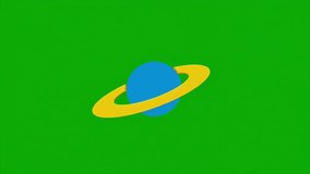 Looping flat animation of a blue ringed planet on green background - Powered by Shutterstock - Get 15% off with code: PIKWIZARD15