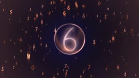 Digital Countdown Orb Floating Numbers, Futuristic Data Sphere Burst. A luminous, translucent orb centers a field of scattered digits and symbols, conveying themes of data, code, and digital mystery. - Powered by Shutterstock - Get 15% off with code: PIKWIZARD15