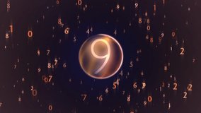 Digital Countdown Orb Floating Numbers, Futuristic Data Sphere Burst. A luminous, translucent orb centers a field of scattered digits and symbols, conveying themes of data, code, and digital mystery. - Powered by Shutterstock - Get 15% off with code: PIKWIZARD15
