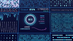 User interface, big data, control panel, deep learning, encryption, machine learning. Data processing, technology, AI system, blockchain, science, analyzing, binary code. 3D animation - Powered by Shutterstock - Get 15% off with code: PIKWIZARD15