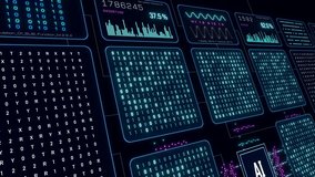 Data processing, AI artificial intelligence system, deep learning, big data, machine learning. Technology, science,  analyzing, connection, data stream, binary code. 3D animation - Powered by Shutterstock - Get 15% off with code: PIKWIZARD15