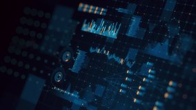 3D render: Futuristic digital data display background. Business investment finance analysis concept. Abstract tech grid, charts, graphs, network connections. Ideal for corporate, technology - Powered by Shutterstock - Get 15% off with code: PIKWIZARD15