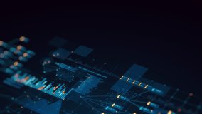 3D render: Abstract financial data analysis background. Digital charts, graphs, numbers, binary code for business investment, big data, technology. Perfect for presentations, motion graphics - Powered by Shutterstock - Get 15% off with code: PIKWIZARD15