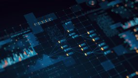 3D render: Abstract financial data visualization background. Digital grid, charts, graphs, numbers, binary code. Technology, business, analytics, big data concept. Ideal for motion graphics - Powered by Shutterstock - Get 15% off with code: PIKWIZARD15