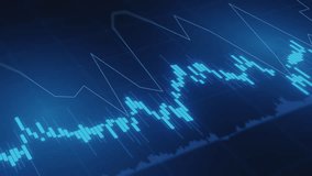 3D render: Dynamic blue stock market candlestick chart, line graph on dark background. Financial data analysis, trading, investment concept. Digital technology, business backdrop. - Powered by Shutterstock - Get 15% off with code: PIKWIZARD15