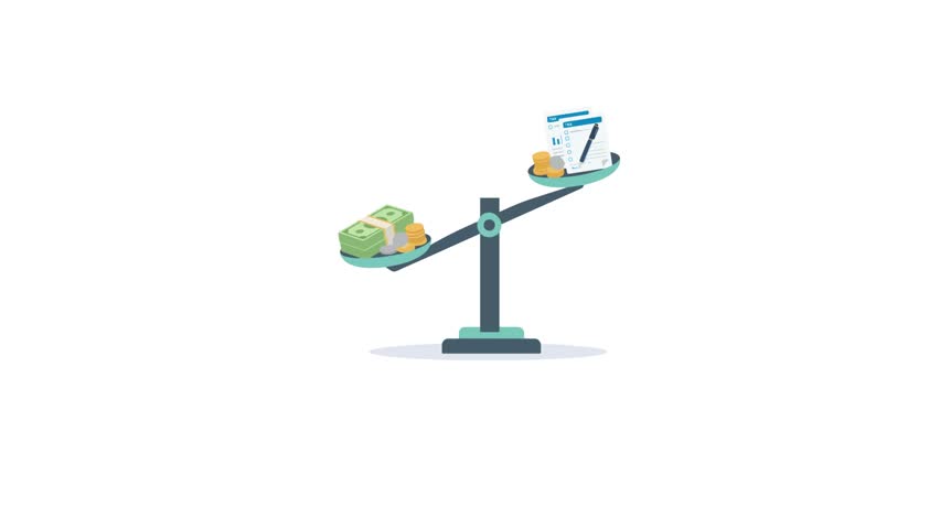 Illustration of a seesaw balancing money and health, showing the importance of both.