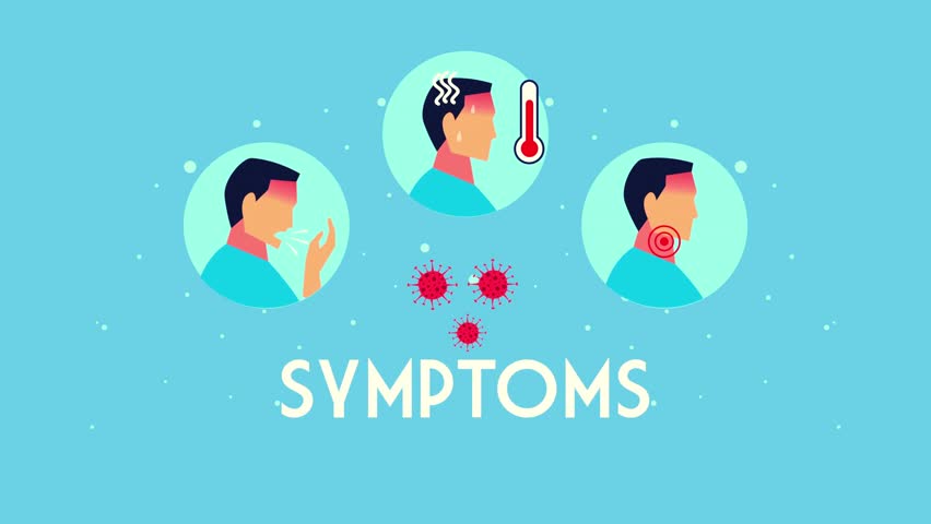 Clear illustration showing common COVID-19 symptoms for educational and medical awareness. Ideal for healthcare content, safety guidelines, public information, and medical presentations.