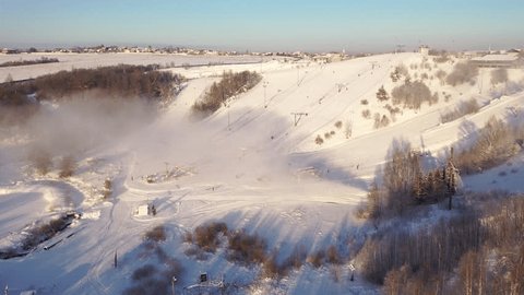 Aerial Diagonal Approach Bright Winter Ski Area