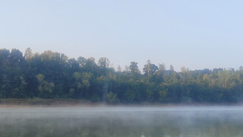 Fog over a lake in the morning
