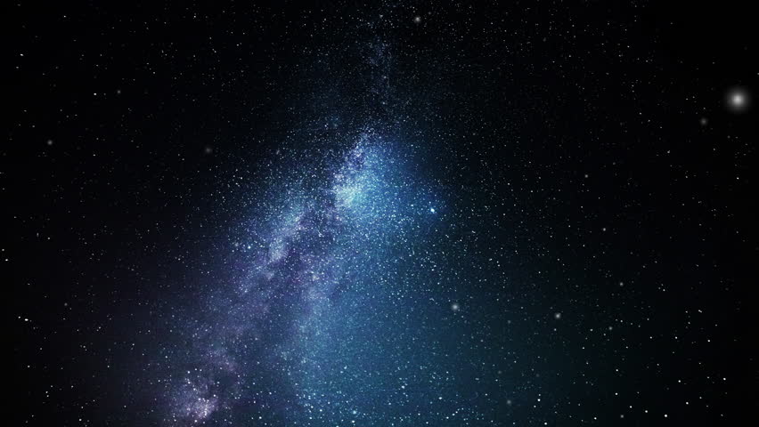 Bright Milky Way Core with Flowing Starfield and Blue Cosmic Glow Background