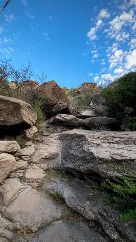 Hiking out of a Desert Slot Canyon (Big Bend National Park, Texas, USA)