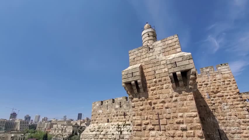 Jerusalem, Israel, landmark citadel Migdal David Tower of David in Old City near Jaffa Gate