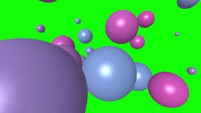 Floating spheres and bubbles in pink purple and blue against a green background create an abstract design suitable for animation motion graphics or creative projects. - Powered by Shutterstock - Get 15% off with code: PIKWIZARD15