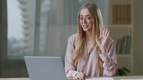 Caucasian business woman talking video call virtual meeting discussing remote conversation with computer laptop in office businesswoman girl female online internet consultation talk communicate work - Powered by Shutterstock - Get 15% off with code: PIKWIZARD15