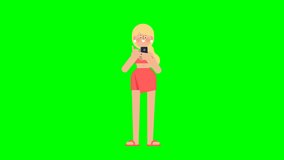 Beach girl 3D green screen using smartphone with relaxed summer mood. Ideal for digital assets, presentations, social media, and creative projects needing isolated phone interaction animation. - Powered by Shutterstock - Get 15% off with code: PIKWIZARD15
