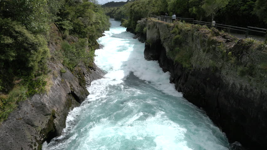 Fast River Rapids At Huka Falls New Zealand