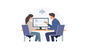 Animated video two professionals working together and collaboration, data analysis, and strategic planning in a modern workplace environment in an office setting - Powered by Shutterstock - Get 15% off with code: PIKWIZARD15