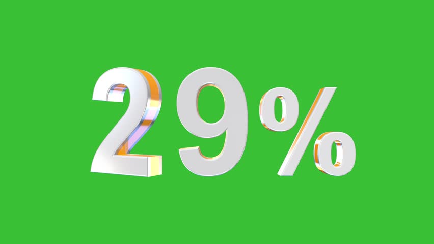 3D rotating 29 percentage animation on green screen background.
Ideal for infographic, progress, data visualization, and motion design overlay use.