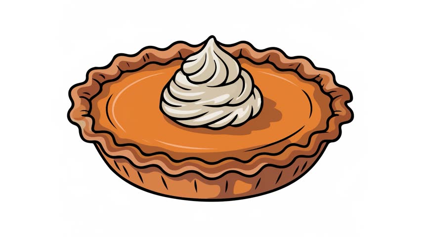 Golden brown pumpkin pie slice animation Full HD 1920�1080