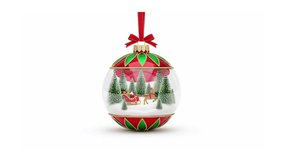 A festive Christmas ornament featuring a miniature winter wonderland scene with Santa's sleigh, reindeer, and snow-covered trees, perfect for holiday decorations. - Powered by Shutterstock - Get 15% off with code: PIKWIZARD15