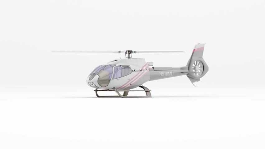 “A highly detailed 3D-rendered illustration of a modern helicopter, perfectly showcased on a pristine white background.”