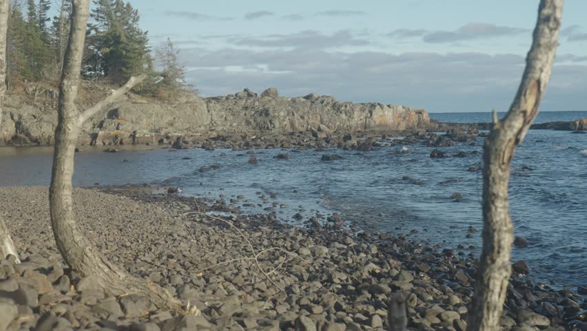 Scenic Shoreline View of Rocky Point and Pebble Beach on Lake Superior North Shore