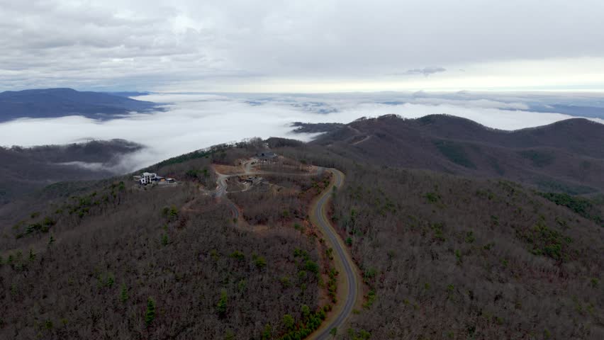 aerial of home construction in blue ridge mountain club near blowing rock nc, north carolina