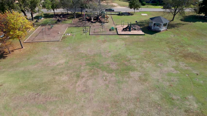 Aerial video of a playground in the Lion