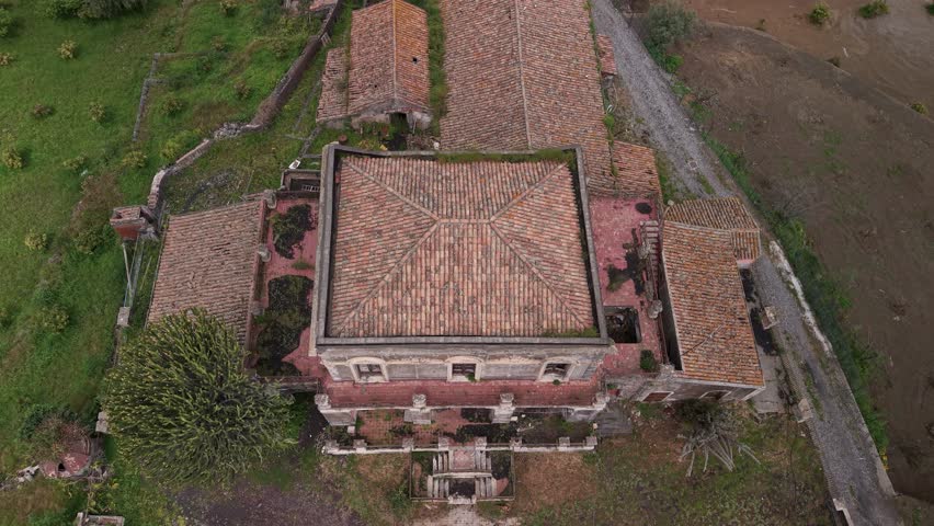 Aerial view of Don Ciccio's house in Sicily, scene from The Godfather
