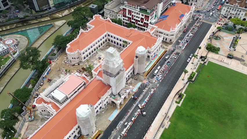 Sultan Abdul Samad Building under construction in Merdeka Independence square Kuala Lumpur Malaysia