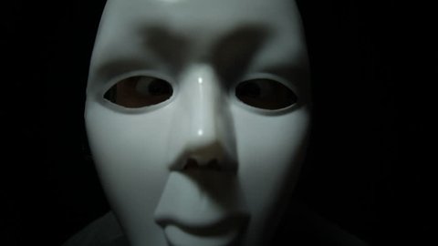 Scary Masked Man Over Black Background Stock Footage Video (100% ...