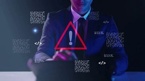 Global cyber security alert and digital scam warning. System hacking risk, malware virus attack, financial fraud danger, identity theft caution, and online data privacy protection failure. - Powered by Shutterstock - Get 15% off with code: PIKWIZARD15