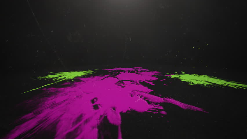 vivid splashes of paint unleash energetic movement against dark studio background