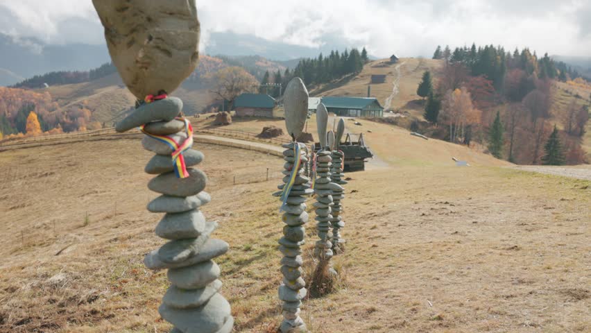 Scenic View Of The Amfiteatrul Transilvania Stone Balancing An Ecological Complex In Romania. Close-up Shot