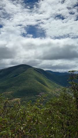 Beautiful Petrified Waterfall with Mountainous Landscape (Hierve el Agua, Oaxaca, Mexico)
