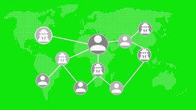 Digital animation of a global network with user icons connected by lines over a world map, symbolizing international communication and connectivity - Powered by Shutterstock - Get 15% off with code: PIKWIZARD15