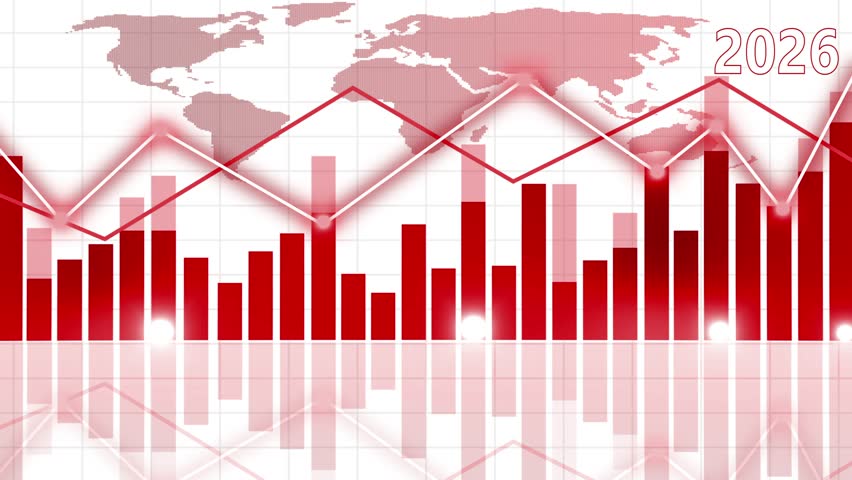 2026 Abstract Financial Graph with World Map Background Animation