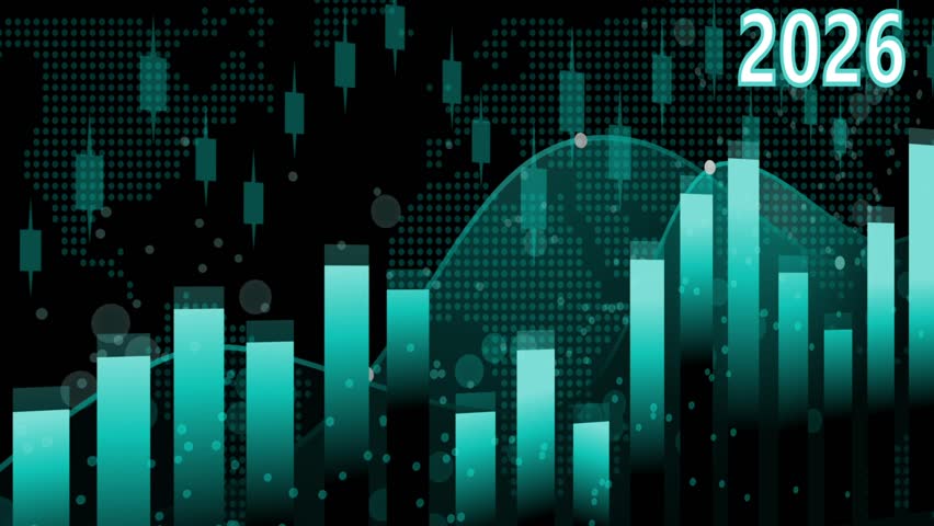 2026 Abstract Financial Chart with Candlesticks and Bar Graphs Animation