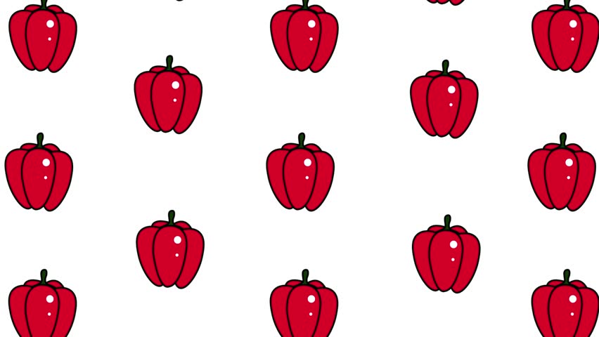 Animation of red bell pepper on white background