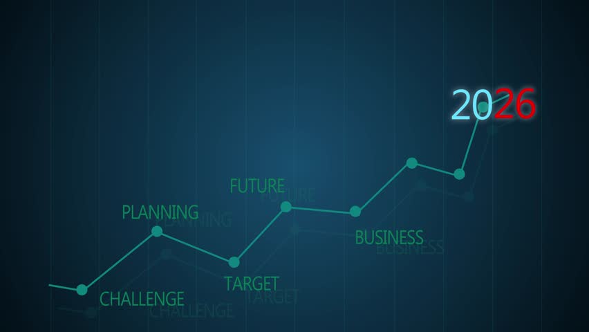 2026 Abstract Business Growth Chart with Keywords Animation