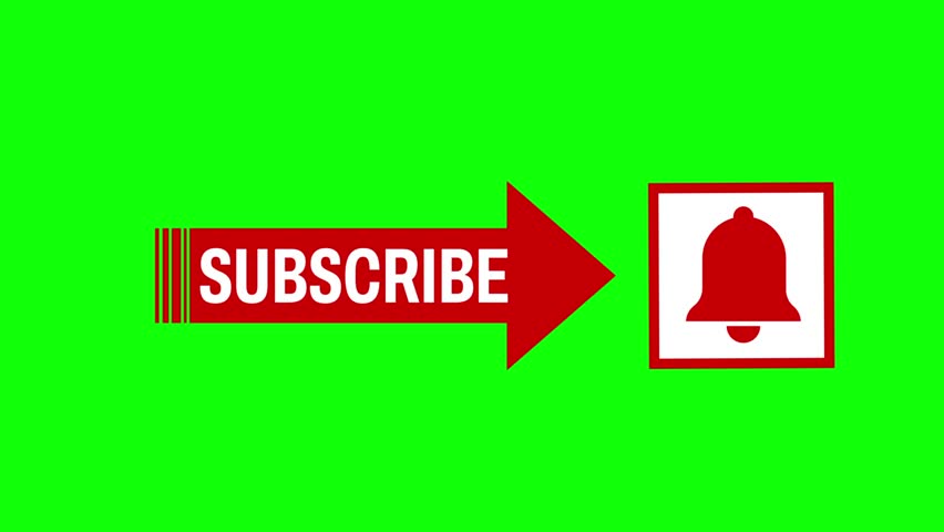 subscribe Button arrow animation. subscribed motion on green screen background. animated 4k chroma key