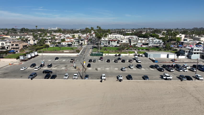 Seal Beach, California, USA - Aerial View of the Beach and Beachfront Homes on a Sunny Day and Seal Beach Pier in Orange County on Ocean Ave