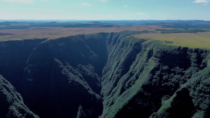 Aerial view of the spectacular Monte Negro Canyon and his cliffs in Rio Grande do Sul, Brazil